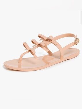 Stuart Weitzman Felicity Multi Bow Jelly Thong Sandals in Nude/ Blush 9